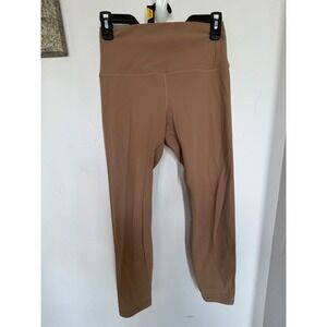 HeyNuts Essential High Waisted 7/8 Leggings Tan Brown Size M 8 10 HN038 Yoga Gym